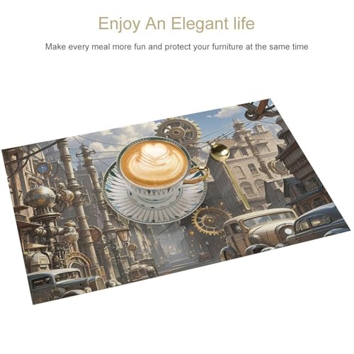 Set de table pour terrasse et restaurant imprimé Steampunk City - 4
