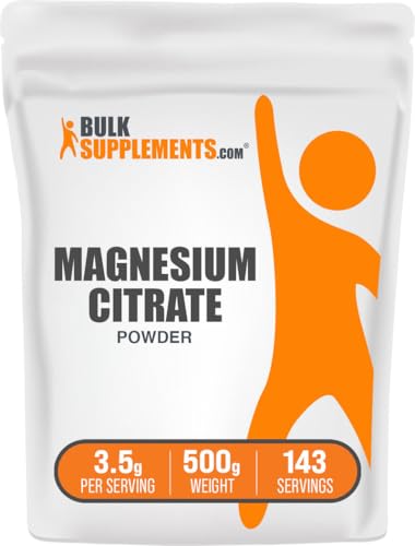 BulkSupplements.com Magnesium Citrate Powder - Magnesium Supplement Mineral Supplement - Pure & Gluten Free 3.5g per Serving 500g (1.1 lbs) (Pack of 1)