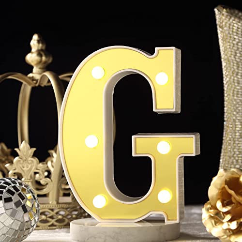 Image of Efavormart 6 inch Gold Marquee Letter G, Mirror Front Warm White LED Light Up 3D Sign, Battery Operated 72H Glow for Wedding Party & Wall Decor