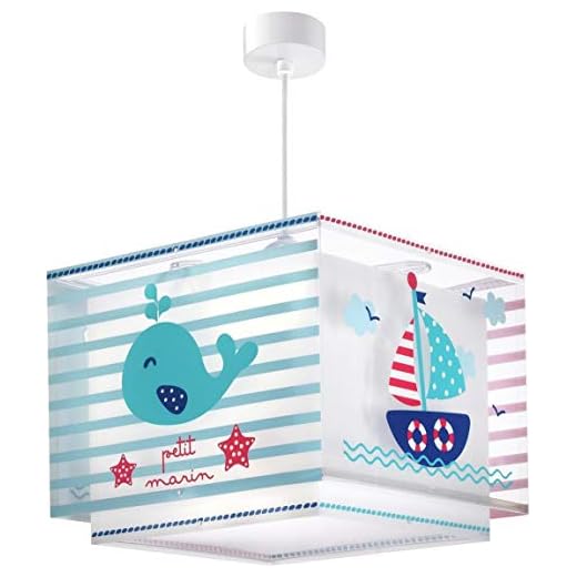 Dalber Lámpara infantil colgante de techo Marinero Petit Marin, azul, 30.5 x 30.5 x 25 cm