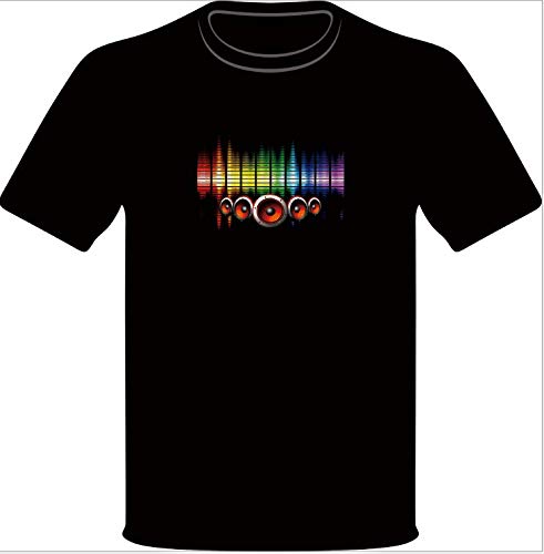 OriGlam 【The LED Shirt Sound Activated Shirt Beat to The Music Light Up T-Shirt (M) Black