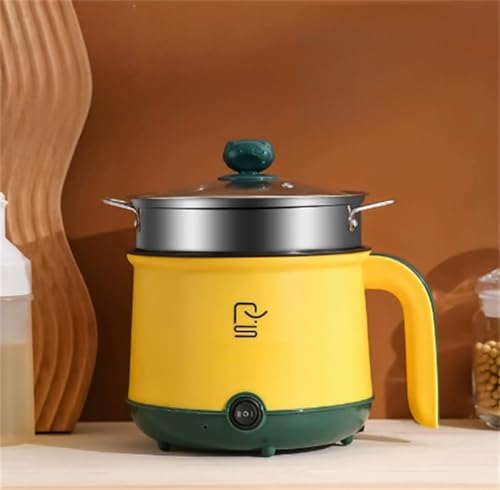 【XXA】電気鍋 ラーメン調理器 110V US 1.8L 多機能ミニ鍋 麺鍋 餃子 スープ 煮込み 1-2人用 オートミール 蒸し器付き 家庭用 寮生に最適 (シングルポット,ブルー)