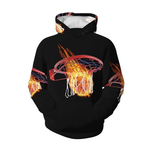 Flame Basketball Boy, Girls Sports Shirt Youth Pullover Fashion Hooded Sweatshirt4