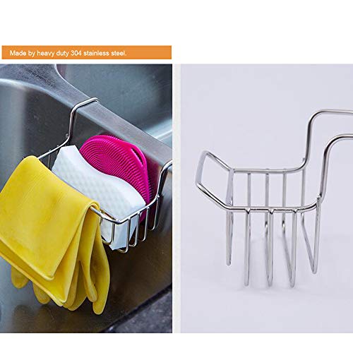 TuuTyss Stainless Steel Large Capacity Hanging Sink Caddy Organizer Sponge Holder Rack for Kitchen - Thumbnail 5