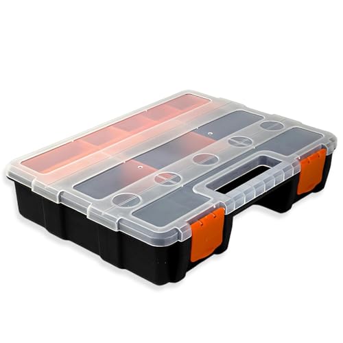 MUNTE Organizador Tornillos con Tabiques Extraíbles, Caja Tornillos con 21 Espacios, Caja de Herramientas de Diseño Portátil, para Almacenar Tornillos y Piezas Pequeñas