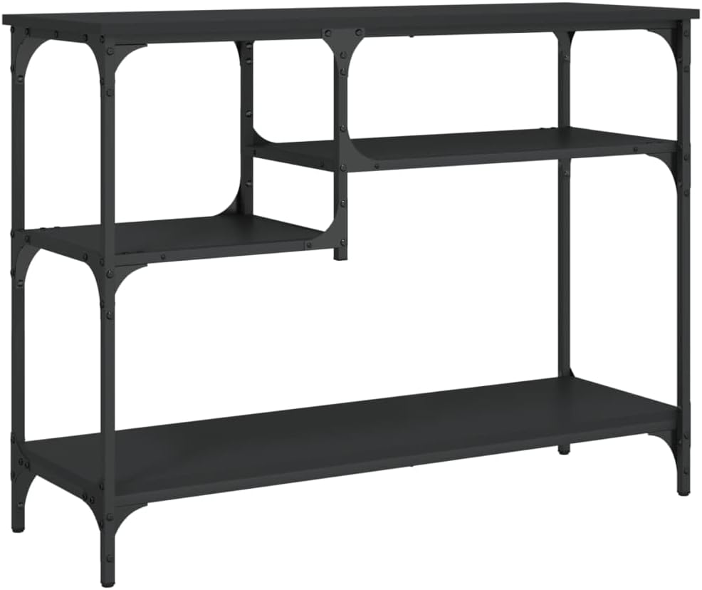 vidaXL Console Table with Shelves, Behind Sofa Table, Narrow Console Hallway Table Living Room Furniture, Entry Table, Industrial Style, Black