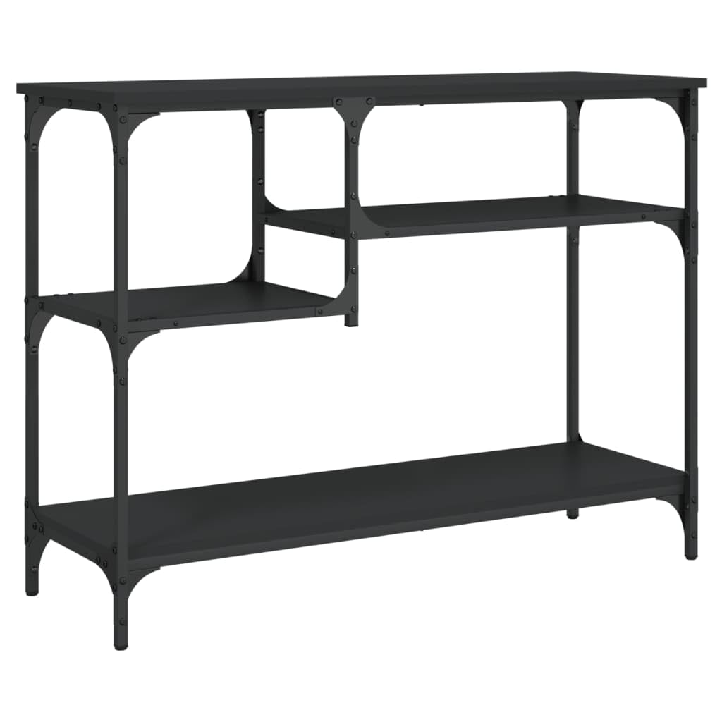 Mesa consola con estantes negro 100x35x75 cm