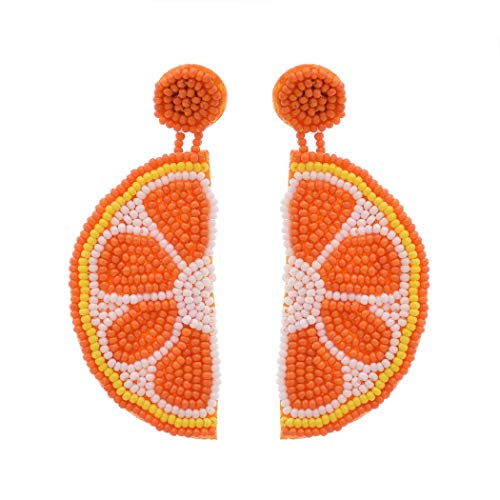 idealway Statement Dangle Fruit Earrings - Fashion Cute Pineapple Orange Watermelon Cherry Beaded Fruit Earrings for Women Jewelry