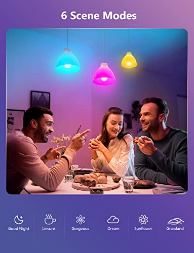 Maxcio Smart Led Light Bulb Dimmable, Rgbcw Color Changing Light Bulbs, Music Sync, Bluetooth Light Bulb With App Control, A19 E26 9W 60W Equivalent, No Hub Required, 4 Pack(Not Support Wifi/Alexa) #TOP5