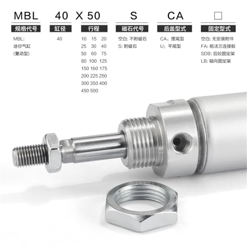 Cylindre MBL40*150-CA double effet à course fluide pour guidage et poussée précise