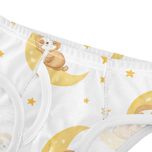 Wusikd Cute Sloths Boys' Underwear Cotton Sleeping Moon Yellow Boys Briefs Soft Toddler Underwear 2T4