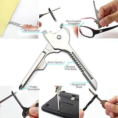 6 In 1 Multifunction Key Tool Bottle Opener Screwdriver Key Keychain Tool EDC Stainless Steel--Tactical Emergency Survival Gear,Bottle Opener,Screw Drivers, Spring Key Clip and Backpack Tooltool