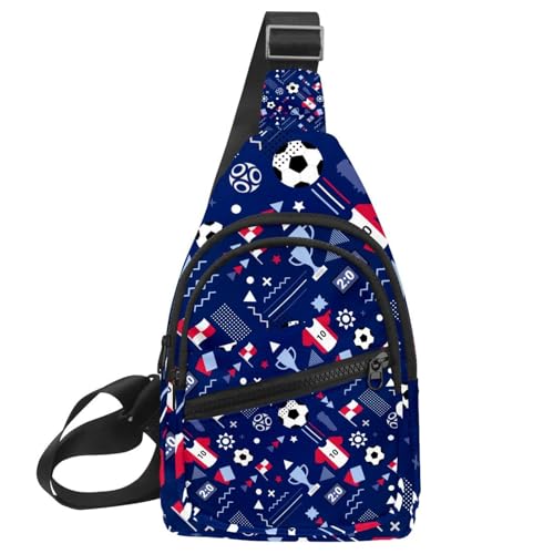 Bolsa de pecho pequeña para hombre con estampado de fútbol y cremallera resistente de 30cm