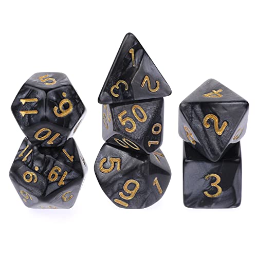 Juego de 7 Dados DND para Dungeon and Dragons - Dados Poliédricos de Nebulosa Morada para Juegos de Rol y Mesa D&D D20 D12 D10 D8 D6 D4 (Negro)