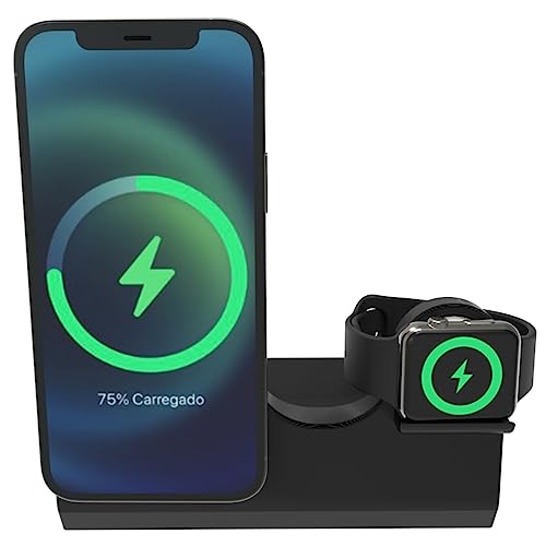 Suporte Stand de Mesa Compatível Carregador Magnético Magsafe Iphone e Apple Watch - Preto