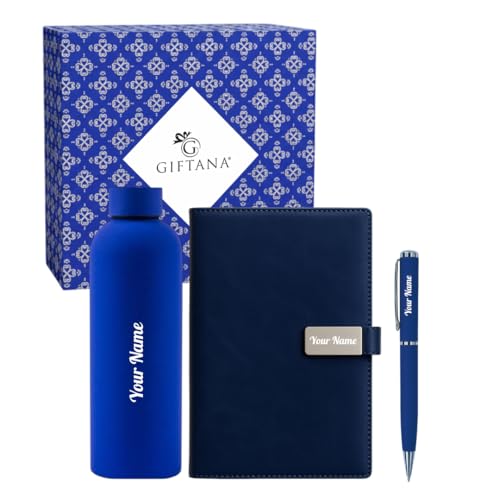 Image of Giftana 3 in 1 Personalized Diary with Pen, Coffee Tumbler Gift Set for Employee (Blue 2)