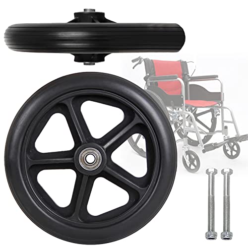 LIGUOYI Solid Wheel Replacement 6 7 8Inch 2pcs Wheelchair Front Caster Universal for Wheelchair Accessories Parts, Tire Replacement for Wheelchairs Rollators, Black Grey Replacement Casters