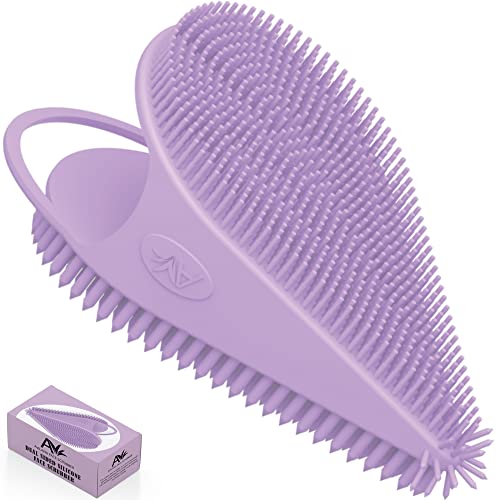 Avilana Silicone Face Scrubber- Dual Sided Manual Facial Cleansing Brush -Face Scrubber and Exfoliator- Deep Cleansing for All Skin Type (Lavender)