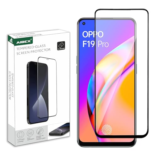 Image of AIBEX Tempered Glass for Oppo F19 / Oppo F19 Pro /Oppo F19 Pro Plus /Oppo F17 Pro| 9H Hardness | Anti-Glare & Anti-Fingerprint | Water Resistant | Edge-to-Edge Full Screen Protector | Bubble-Free