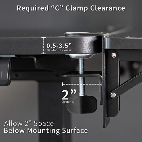 VIVO Clamp-on 24 x 12 inch (14 Including Clamps) Desk Extender, Wrist Support, Foldable Keyboard Tray, Table Mount for Sit Stand Desks, Black, DESK-EXT24. by VIVO - Image 6