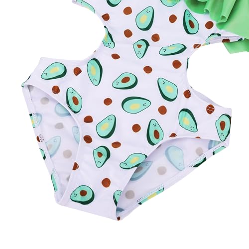 Image of LIZENS Girls' Swimwear Cut Out Trim Ruffle One Piece Beach Bathing Suit for Girls Floral Toddler Kids Swimsuit