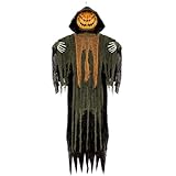 59β Halloween Hanging Animatronics Pumpkin Decoration with Sound Activated, Glowing Eyes, Spooky Sounds and Motion - Perfect for Halloween Haunted House Prop DΓ©cor, Indoor/Outdoor Display, Lawn, Party