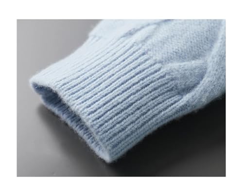 Men's Heavy Extra-Thick Low Round Neck 100% Cashmere Sweater Slim-Fit Pullover Knit Long Sleeve Pullover Tops 7