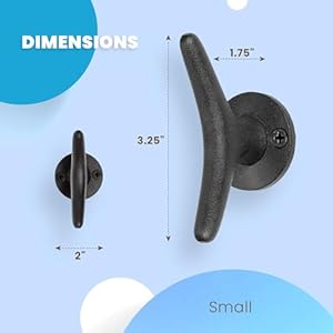 Claimed Corner Cast Iron Coat Hooks Boat Cleat Nautical Marine Entryway Decor Multi Purpose Hat Towel Hanging Hook Durable Rust Resistant Includes Mounting Hardware 4 Pack Small Black