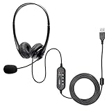 Movo HSM-1 USB Headset with Microphone - Universally Compatible with Laptop/Desktop, PC and Mac, Perfect for Podcasting, Gaming, Remote Work, Conferences, Online Education, with Volume/Mute Controls