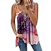 Femme Casual Taille Multicolore Gilet imprimé avec fermeture éclair et col en V T-shirt amusant pour femme, lilas, M