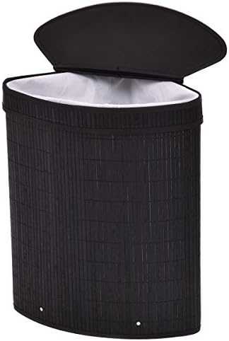 Triangle bamboo hamper laundry basket washing cloth storage bin bag lid can keep your clothes off of the floor and your space neat and clean.