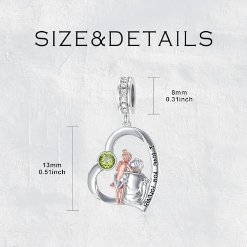 Image of PROESS Father Mother Daughter Charm fit Charms Bracelet Sterling Silver Charms for Bracelets Birthday Valentines Day Gifts for Daughter Mother Lover