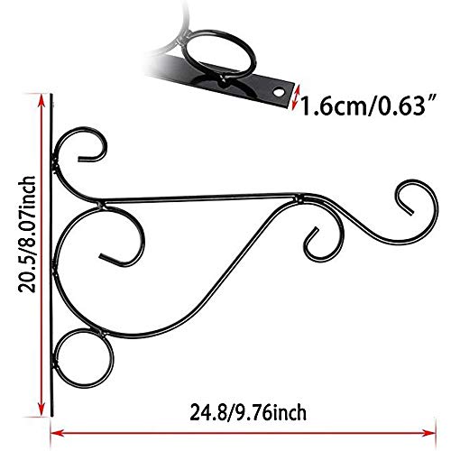 XNJIHWA 2Pcs Plant Hangers Plant Hooks Metal Wall Hanging Brackets for Hanging Bird Feeders,Wind Chimes,Flower Baskets,Lanterns,with Screws,25x20cm,Black - Image 2