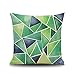 Lieson Fundas de cojín para sofá, 1 funda de almohada para exteriores, 45 x 45 x 45 cm, diseño geométrico triangular, fundas de cojines para exteriores, color verde, azul, lino