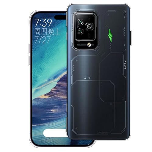 WUACYEAMING Hülle für Xiaomi Black Shark 5 Pro,Aesthetic Motiv Weiche Silikon Muster TPU Bumper Stoßfest Schutzhülle Transparent Mädchen mit Cover HandyHülle case Pattern-(transparent)