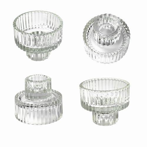 Hosley Set of 12 Glass Taper Candle Holders/Tea Light Candle Holders 2 Inches High Ideal Gift for Weddings Party Favor Reiki Meditation