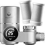 Advanced Faucet Water Filter with LED Indicator & 2-Pack Carbon Fiber Replacement Cartridges – BPA-Free, Leak-Proof, 3 to 6 Month Filtration, Easy Tool-Free Installation
