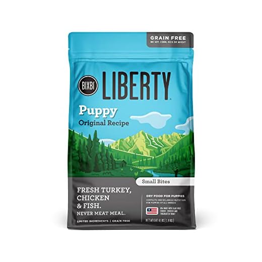 BIXBI Liberty Grain-Free Dry Dog Food, Original Recipe Puppy – Fresh Meat, High Protein, No Meat Meals – USA Made, 4 lbs