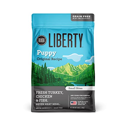 BIXBI Liberty Grain Free Dry Dog Food, Original Recipe Puppy, 4 lbs - Fresh Meat, No Meat Meal, No...