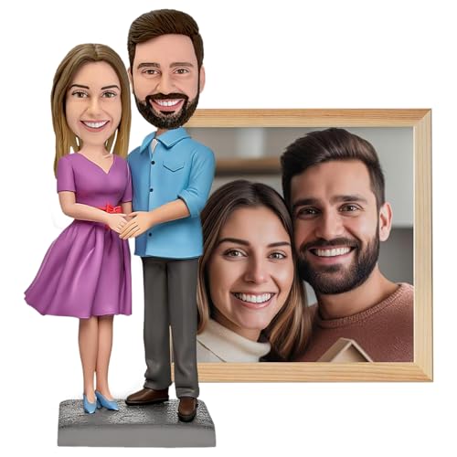 BobbleMy Customized Couple Bobbleheads - Bring Your Love Story to Life with These Personalized Shaking Sidekicks - Perfect for Anniversaries, Weddings, or as a Custom Gift with a Stylish Gift Box