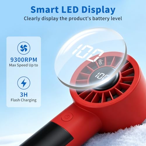 Mini Fan with Night Light, Portable Handheld Rechargeable Fan, 5 Speed Personal Cooling Fan, Quiet USB Desk Fan for Bedroom Sleep, Office, Travel, Outdoor, Vacation,Summer Essentials — view 5