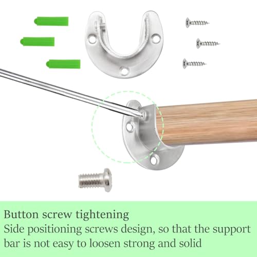 CEEYSEE 2 Stück Rundrohr Halterung 32mm U-Form kleiderstangen halterung 304 Edelstahl Schrankstange Halterung mit 6 Stück Schrauben Stangen Flansch Set for Kleiderschrank(FLZ-U/32mm)