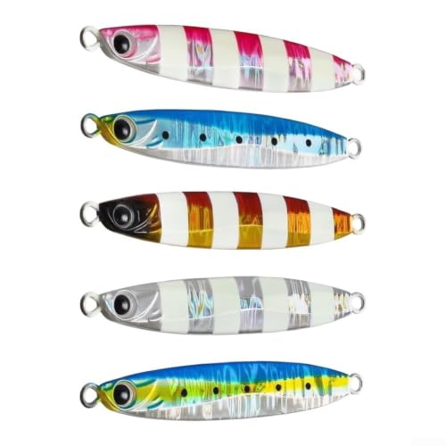 Slow Rocking Metal Jig Lure for Sea Fishing, Sinking Iron Plate with Fish Eye and Glow Effect, Multi-Weight Options for Deep Water(35g C1)