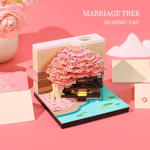 Bloc-notes 3D arbre de mariage de 260 feuilles avec porte-stylo intégré - 2