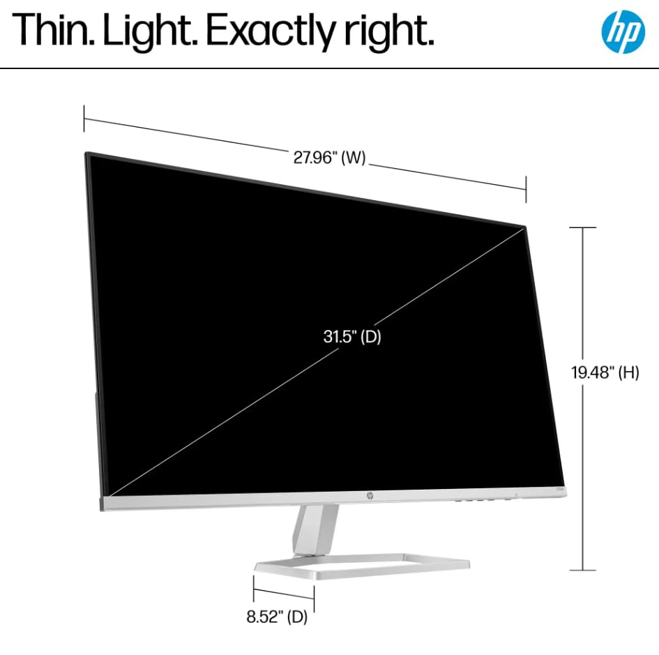 Image of HP 32 Inch Full HD(1920X1080) VA Panel Monitor, Anti-Glare Display, 100Hz Refresh Rate, 7 MS Response Time, 2 x HDMI 1.4, 1 x VGA, 16:9 Aspect Ratio, Silver, with 5ave HDMI Cable