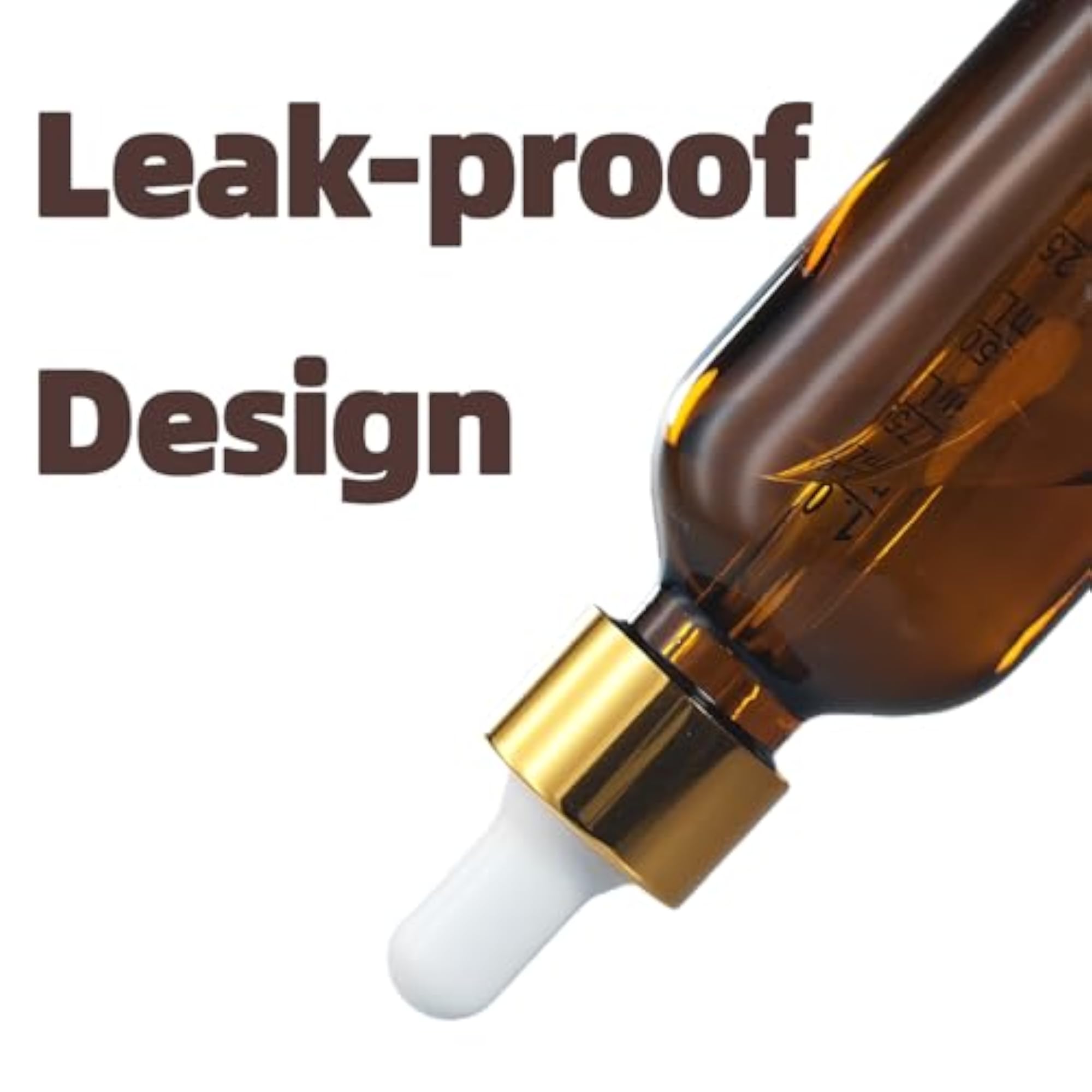 4 PACK 2 oz Amber Glass Dropper Bottle with Golden Cap