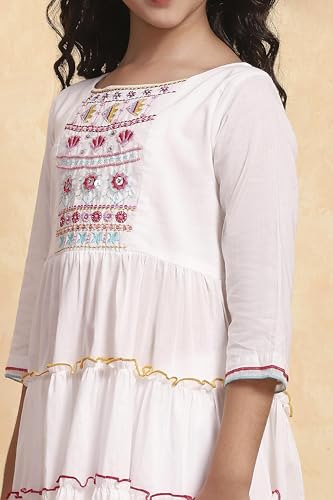 Image of Biba Girls 3 /4 Sleeve 100% Cotton Round Neck Kurta Set