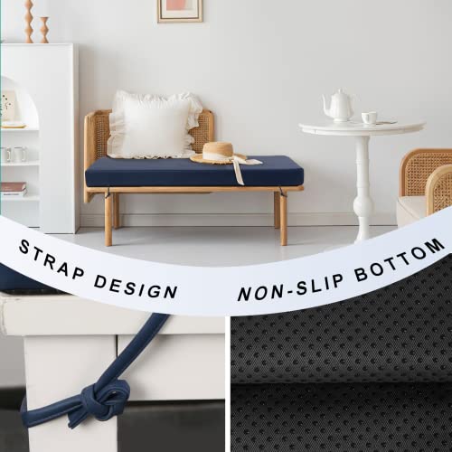 Rofiejox Bench Cushion 36 Inch,Non Slip Bench Cushion For Indoor/Outdoor Furniture,Window Seat Cushion For Bench With Ties,Long Bench Seat Cushion For Storage Blue #TOP5
