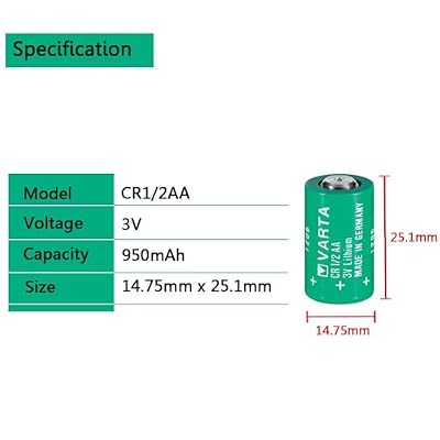 10 Pack CR 1/2 AA Series Lithium Battery 950mAh Cylindrical Battery