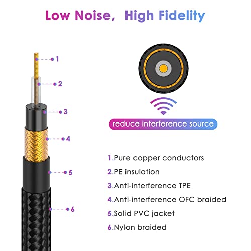 Image of 15FT Instrument Cable - Electric Guitar & Bass Cable with Right Angle 1 /4 Inch Connector, Black